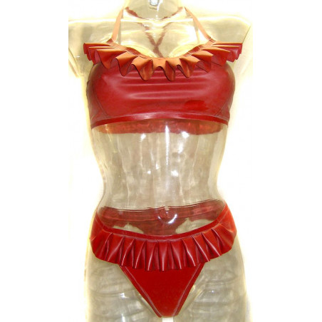 Latex Bikini Set With Frills