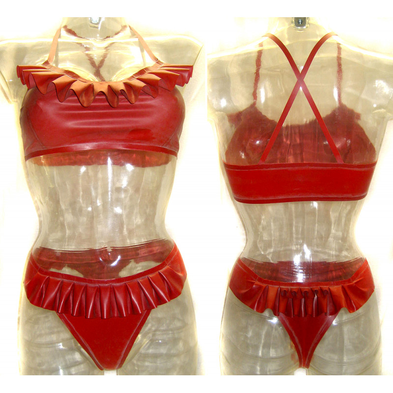 Latex Bikini Set With Frills